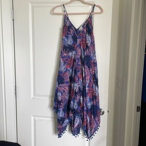 Blue and Pink Long Beach Coverup